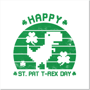 Happy St Patrex Day - St. Patrick's Day Dino (Distressed) Posters and Art